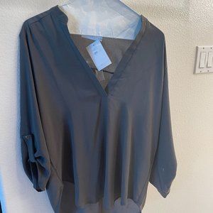 lush olive v neck blouse